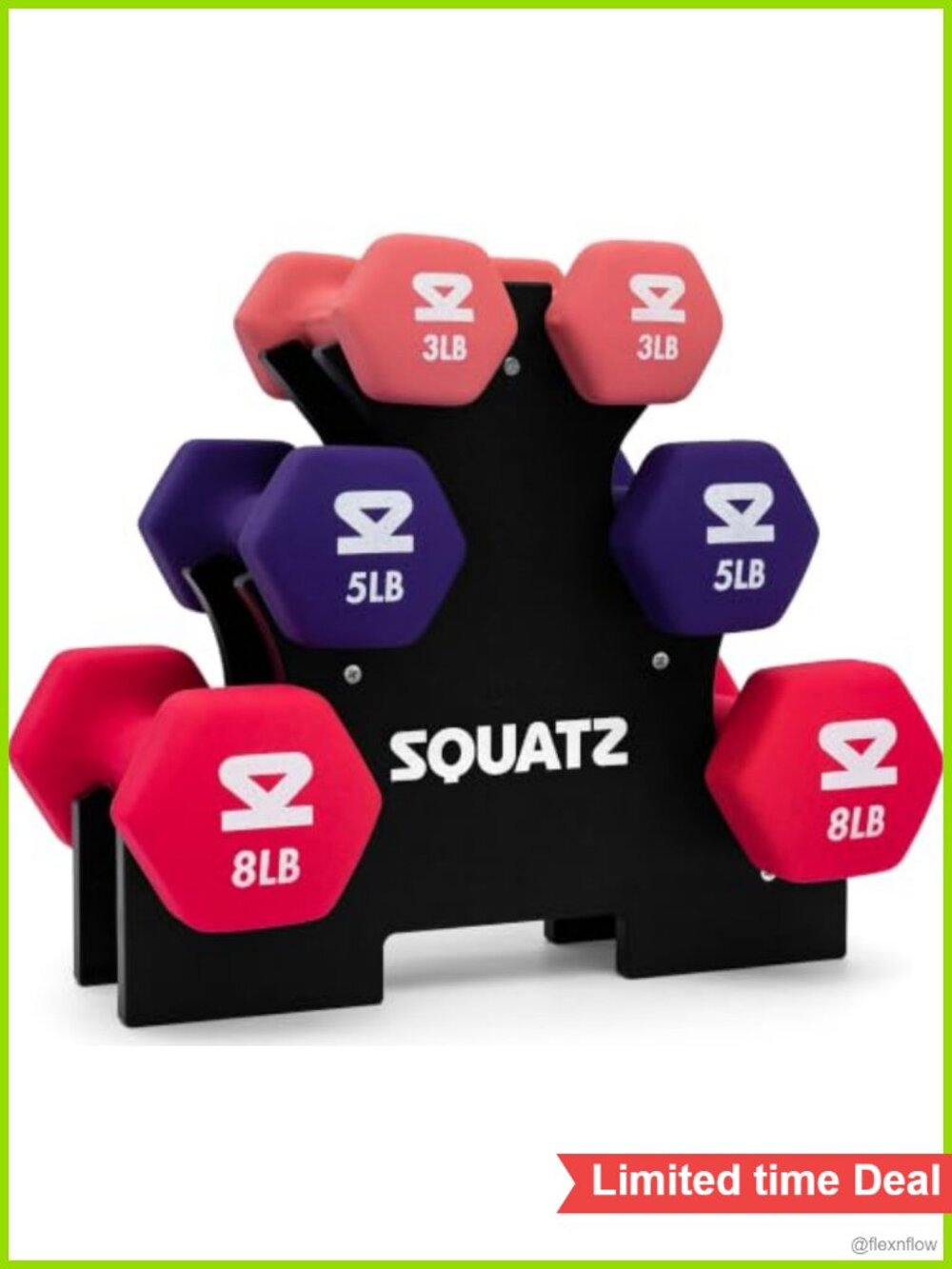 Neoprene Dumbbell Set 3lb 5lb 8lb with Stand Hex Anti-Slip Weights